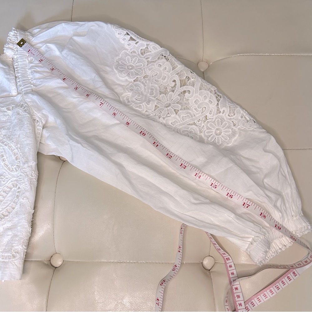 Farm Rio Crop White Peasant Blouse - Picture 8 of 12